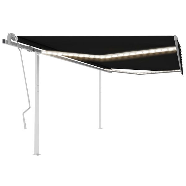 vidaXL Markise Manuell Einziehbar mit LED 4,5x3,5 m Anthrazit, 3070044