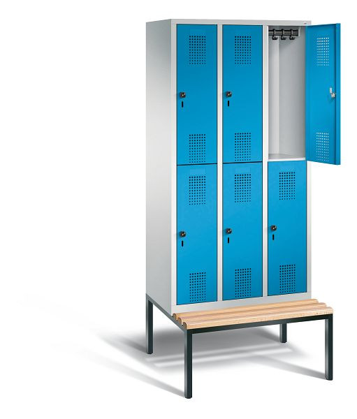 C+P Spind doppelstöckig Evolo, H2090xB900xT815mm, Farbe: Lichtgrau / Lichtblau, 48350-30 S10112