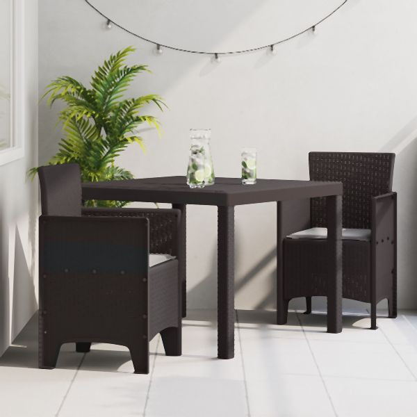vidaXL Garten Essset Set mit 3 Braun Kunststoffharz Ergonomisch, 3378679