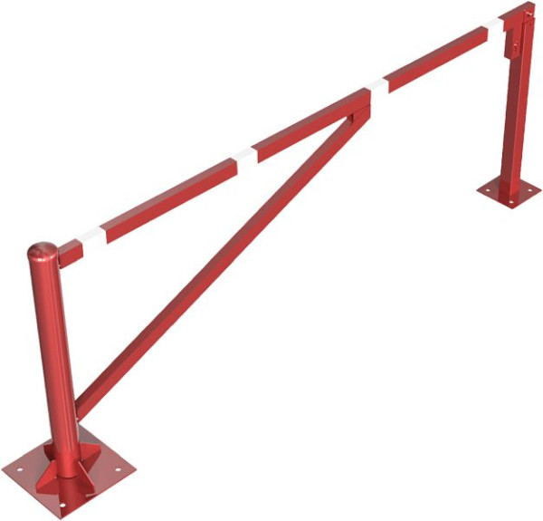 Schake Drehschranke 2,50m, mit Profilzylinder, Drehpfosten: Ø 102mm, Schrankenarm: 60x40mm, inkl. 2 Auflagepfosten, zum Aufdübeln, 413_250ZBP