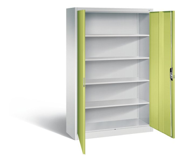 C+P Büroschrank Acurado, H1950xB1200xT400mm, Farbe: Lichtgrau / Viridingrün, Muldengriff, 5 OH, 9460-000 S10868