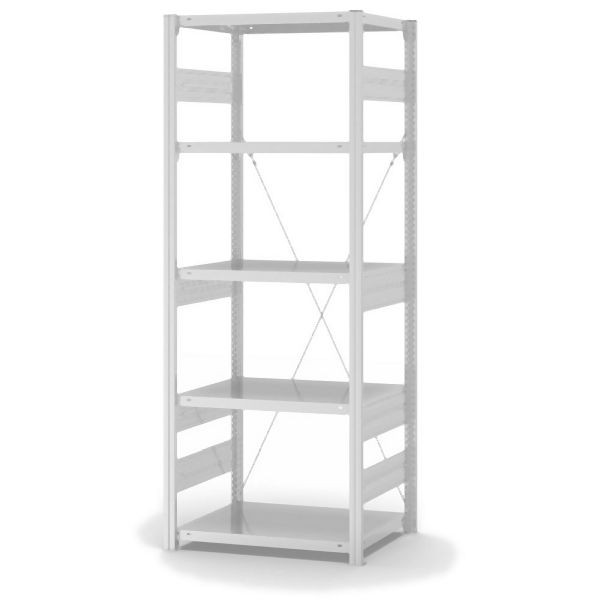 hofe Grundregal, zerlegt, 5 Böden 2000 x 500 x 750 mm, lichtgrau, Fachlast 300kg pro Boden, einseitige Bedienung, HKG20507XS