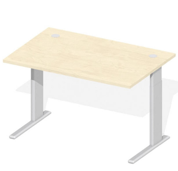 Deskin Schreibtisch Comfort M MULTI M, Ahorndekor, Gestell Alusilber, B 1200 x T 800 x H 640 - 820 mm, 219680