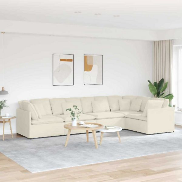 vidaXL Modulares Sofa mit Kissen Samt Cream, 3321344, 8721158643582