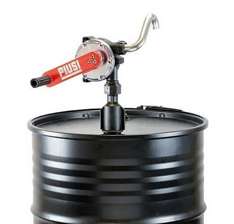 Cemo Kurbelpumpe komplett für Diesel/Öl, mit gebogenem Auslauf DN 25, für Fässer 60/200 l, Kunststoff-Saugrohr dreiteilig, 11162