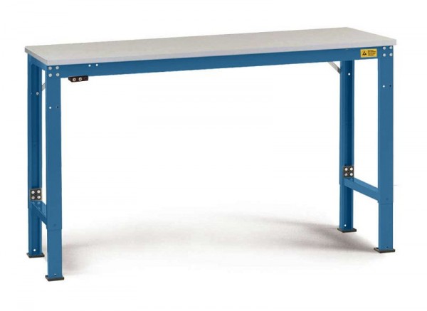 Manuflex ESD-Arbeitstisch UNIVERSAL Spezial Grundtisch mit Kunststoffplatte, BxTxH = 2500 x 1200 x 728-1028 mm, Brillantblau, LU7166.5007