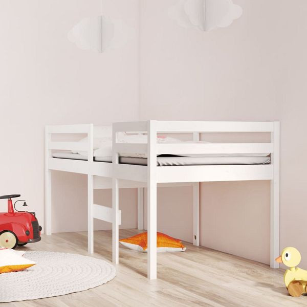 vidaXL Hochbett Weiß 90x190 cm Massivholz Kiefer, 821615
