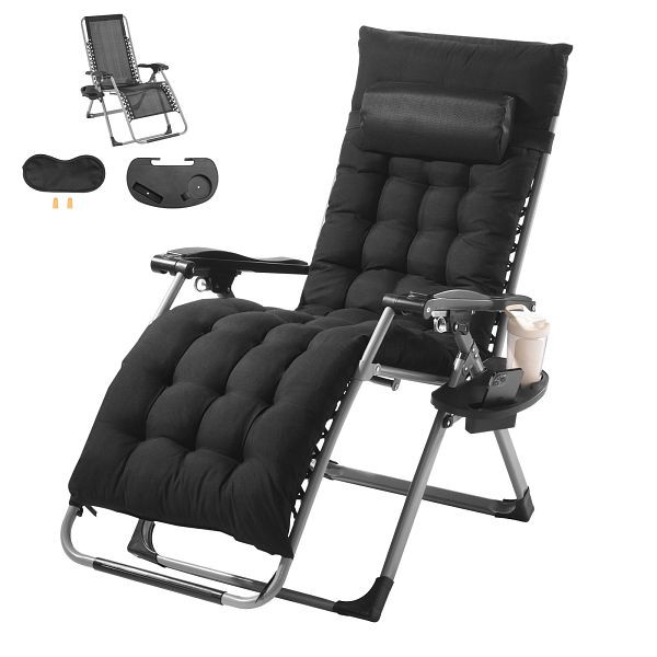 VEVOR Liegestuhl klappbar Sonnenliege max 226,8kg Garten Liege Stuhl mit Kissen, LZLTYHHK26HSB9IHUV0