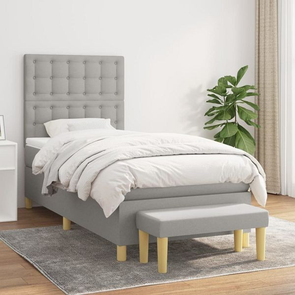 vidaXL Boxspringbett mit Matratze Hellgrau 80x200 cm Stoff, 3137429