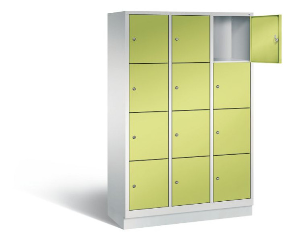 C+P Schließfachschrank Evolo, H1800xB1200xT500mm, Farbe: Lichtgrau / Viridingrün, 48020-324 S10115