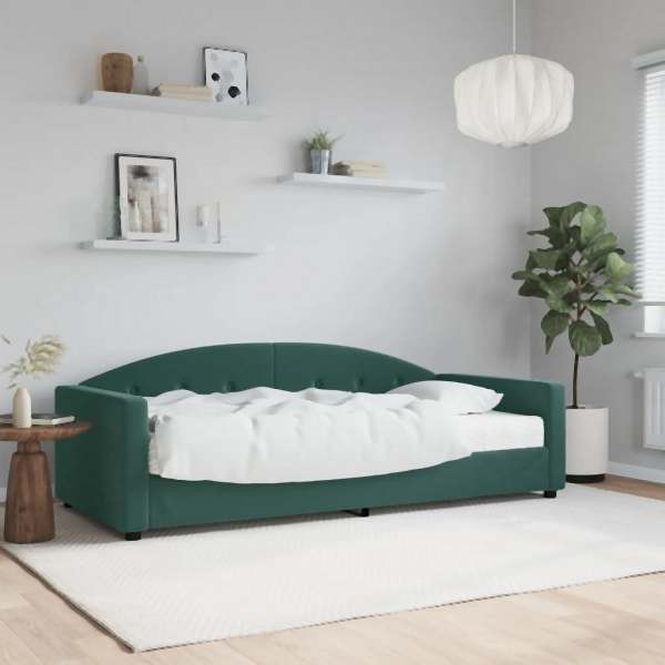 vidaXL Tagesbett mit Matratze Dunkelgrün 90x200 cm Samt, 3197279
