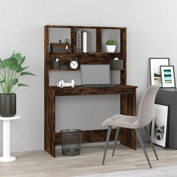 vidaXL Schreibtisch mit Regal Räuchereiche 102x45x148 cm Holzwerkstoff, 823005