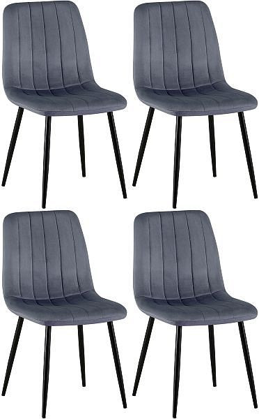 CLP 4er Set Stühle Dijon Samt, dunkelgrau, 323422, 4255716307288
