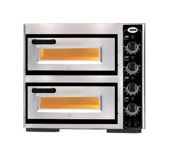 GMG Pizzaofen PF3232 DE4 elektrisch - 1+1x Ø 32cm, 5,0 kW, 400V, 5,0 kW, 400V - Edelstahl 2 Backkammer, PF3232DE4