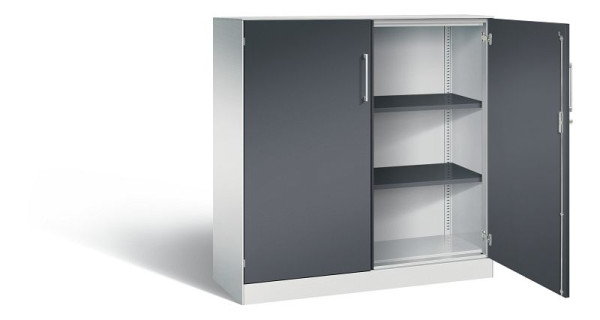 C+P Flügeltürenschrank Asisto, H1310xB1200xT435mm, Farbe: Lichtgrau / Schwarzgrau, Bügelgriff, 3 OH, 141031-000 S10114