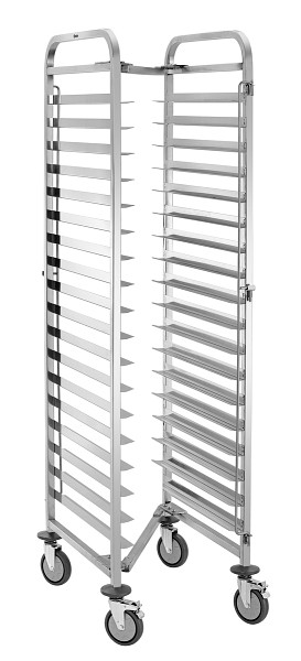 Bartscher Regalwagen 18BN60-40, Eigenschaften: Je eine Behältersicherung an Vorder- und Rückseite, Rahmen aus Vierkantrohr 26 x 26 mm, 300198