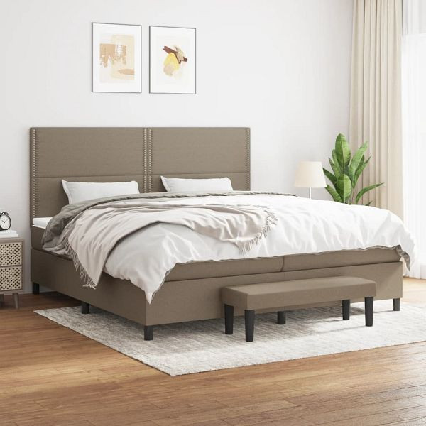 vidaXL Boxspringbett mit Matratze Taupe 200x200 cm Stoff, 3136625