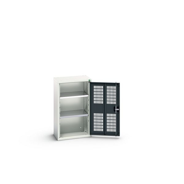 bott verso Flügeltürschrank mit Belüftung, mit 2 Fachböden, BxTxH: 525 x 350 x 900 mm, Lichtgrau / Anthrazitgrau, 16926711.19