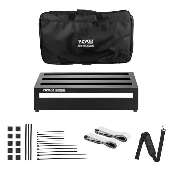 VEVOR Pedalboard für Gitarre, 508 x 280 mm, Aluminiumlegierung, 1 kg, mit Tragetasche, Klettverschluss, Rollstreifen, BDDJTTBJDHLHXA759V0