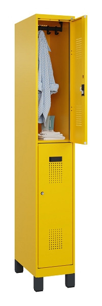 C+P Doppelstöckiger Spind Evolo PLUS, mit Füßen, 2 Fächer, 1950x300x500mm, 1023, Zylinderschloss, 049310-10 S10049