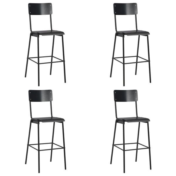 vidaXL Barhocker 4 Stück Schwarz Massives Sperrholz Stahl, 3054566