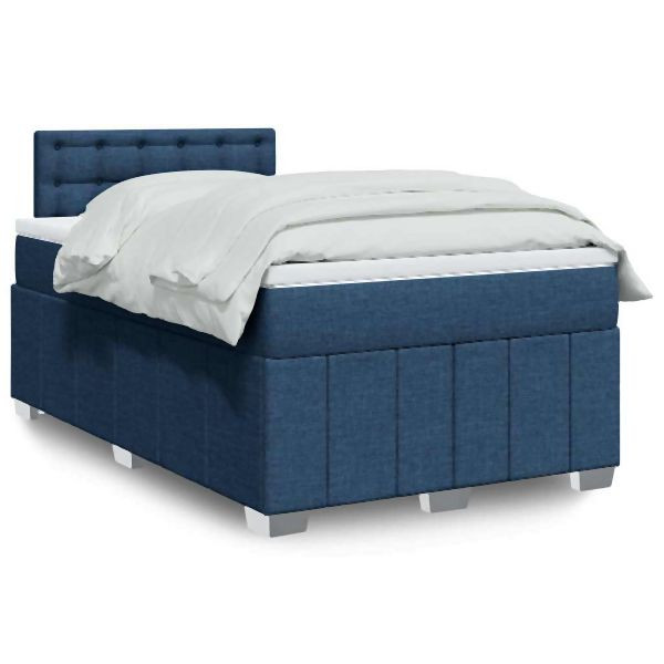vidaXL Boxspringbett mit Matratze Blau 120x200 cm Stoff, 3287055