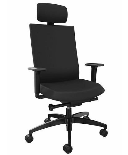 DENIOS Bürostuhl AdJust evo, Syncro-Evolution-Technik, Nackenstütze, schwarz, 292407