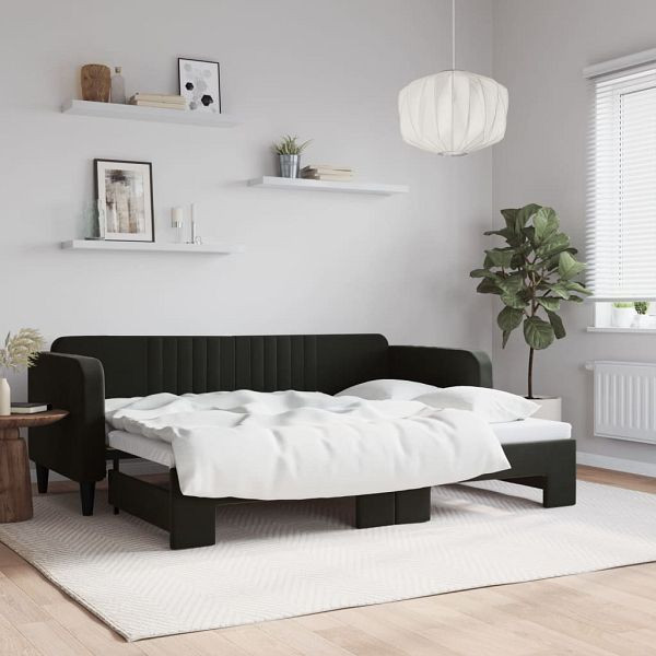 vidaXL Tagesbett Ausziehbar Schwarz 80x200 cm Samt, 3197060