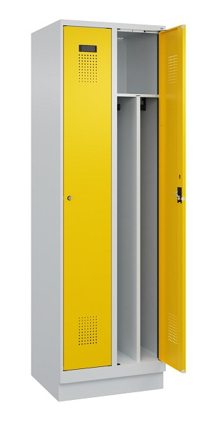 C+P Spind Evolo PLUS, mit Sockel, 2 Abteile, 1950x600x500mm, 7035/1023, Verschluss Zylinderschloss, 049020-20F S10028