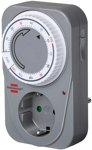 Brennenstuhl Countdown Timer MC 120, mechanisch (für Steckdose, mit erhöhtem Berührungsschutz) grau, 1506590