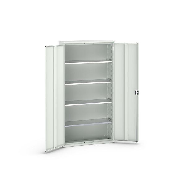 bott verso Flügeltürschrank, mit 4 Fachböden, BxTxH: 1050 x 350 x 2000 mm, Lichtgrau / Lichtgrau, 16926219.16