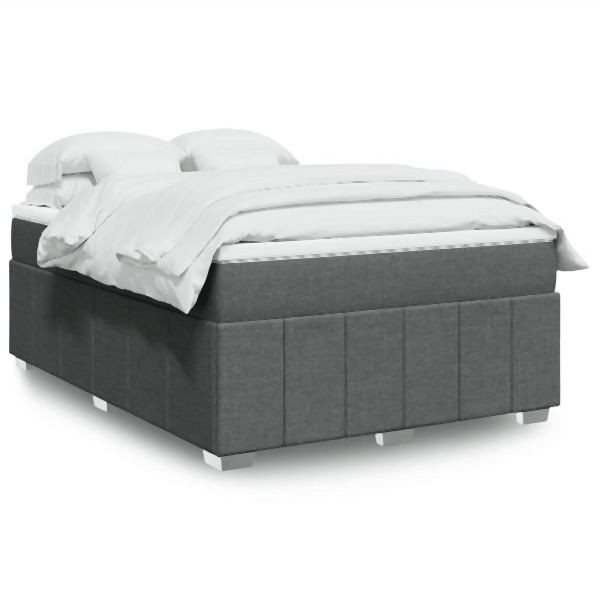 vidaXL Boxspringbett mit Matratze Dunkelgrau 140x190 cm Stoff, 3285471