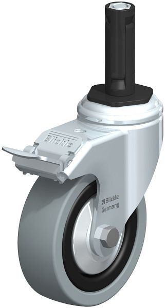 Blickle LKRA-VPA 101K-11-FI-FA-ER12 Apparate-Lenkrolle mit Expander & Feststeller, Vollgummi, Grau, 848211