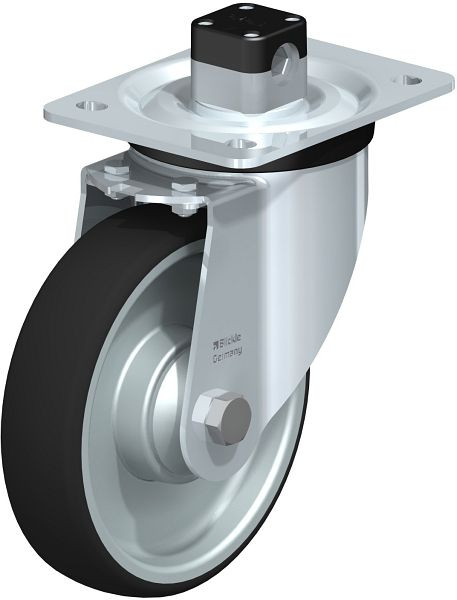 Blickle L-PATH 160K-CS11 Stahlblech-Lenkrolle, mittelschwere Ausführung, mit Anschraubplatte & Zentralfeststeller, Thermoplastisches Polyurethan, 852211