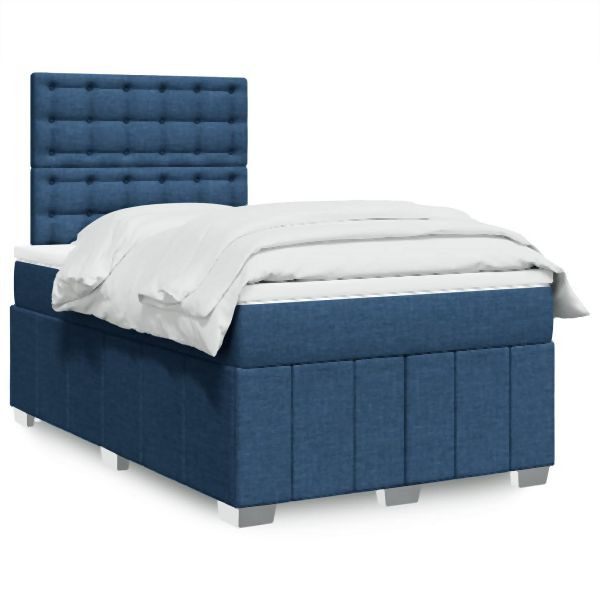 vidaXL Boxspringbett mit Matratze Blau 120x200 cm Stoff, 3293955