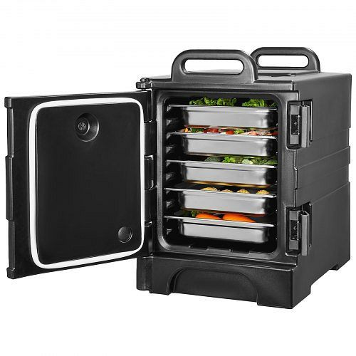 VEVOR Isolierter Speisenbehälter 75 L mit Doppelschnallen & Griffen, Warmhaltebox für Gastronomie, Restaurant/Kantine, schwarz, SPBWXHSLLDPEKXTOJV0