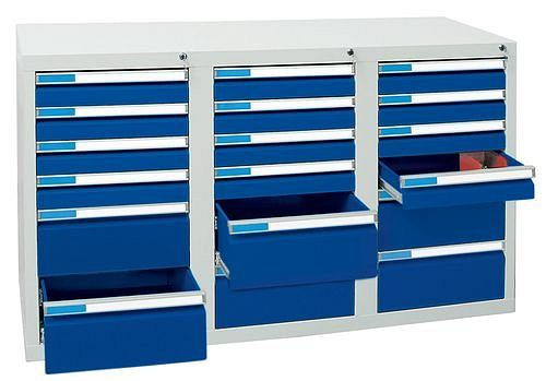 stumpf Schubladenschrank Esta mit 18 Schubladen, grau/blau, B 1000 mm, H 900 mm, 251957