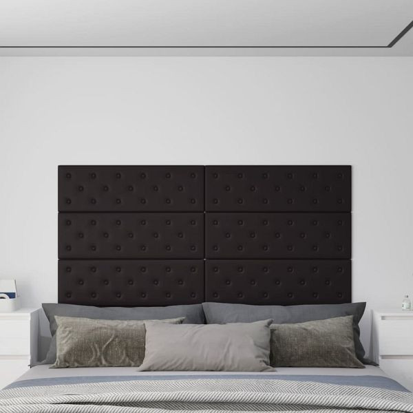 vidaXL Wandpaneele 12 Stück Schwarz 90x30 cm Kunstleder 3,24 m², 344002