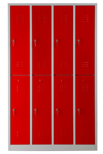 Gürkan Garderobenschrank, 50 x 117 x 195 cm, Lichtgrau, Feuerrot, EU Zylinderschloss, WRC.8(4.2).195117, 106314