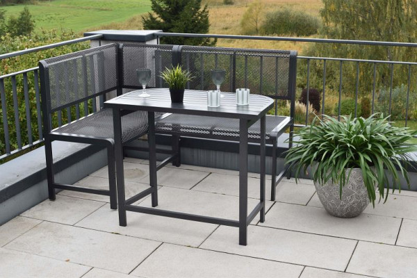 Merxx Elos Eckbank Set, 1 Eckbank, Schenkel wahlweiße rechts oder links montierbar, 1 Klappentisch 90 x 50 cm, Aluminium, 50501-217