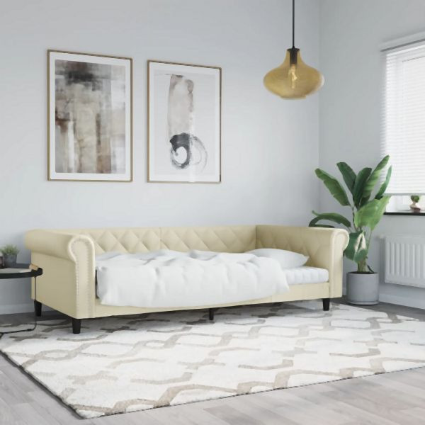 vidaXL Tagesbett Creme 100x200 cm Kunstleder, 2-in-1, 354232
