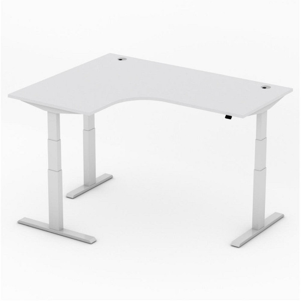 Deskin Sitz-/ Stehtisch Jumboform Comfort MULTI M, Dekor lichtgrau, B 1800 x T 1400 x H 640-1300 mm, Freiform linksseitig, 285823