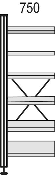 Kerkmann Bibliotheks-Regal Libra, B 750 x T 250 x H 2300 mm, lichtgrau, 52122111