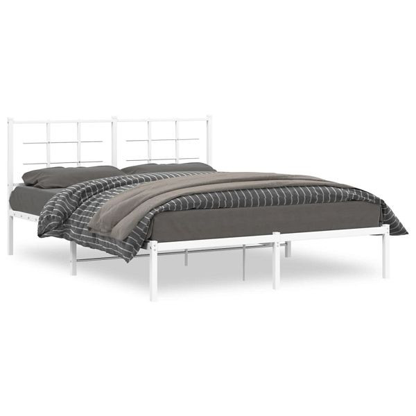 vidaXL Bettgestell mit Kopfteil Metall Weiß 160x200 cm, 355613