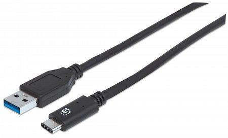 MANHATTAN USB 3.1 Typ C Gen2-Kabel, Typ A-Stecker auf Typ C-Stecker, 10 Gbit/s, 0,5 m, schwarz, 354639