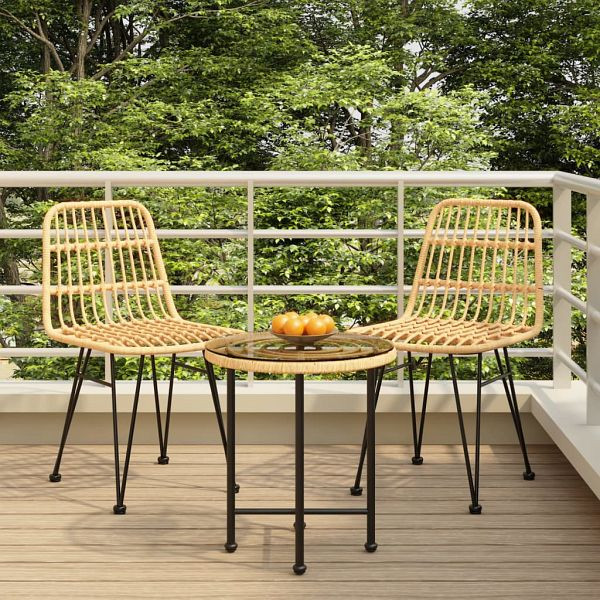 vidaXL 3-tlg. Garten-Essgruppe Poly Rattan, Top-Qualität, 3157831