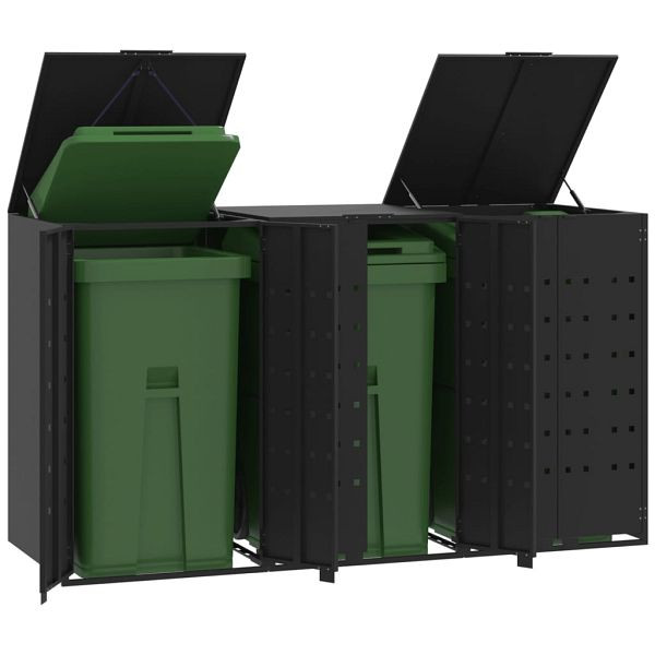 vidaXL Mülltonnenbox für 3 Tonnen Schwarz 207x79x117 cm Stahl, 3279978