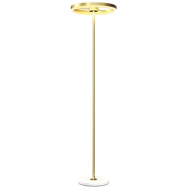 HOMCOM Stehlampe, Fußschalter, Metallstruktur, Acrylschirm, 4000K, dimmbar, Goldfarben, B31-528V90GD