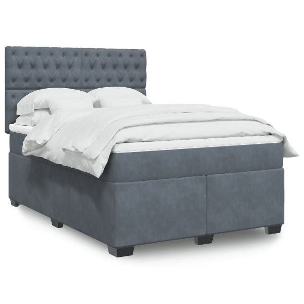 vidaXL Boxspringbett mit Matratze Dunkelgrau 160x200 cm Samt, 3290961