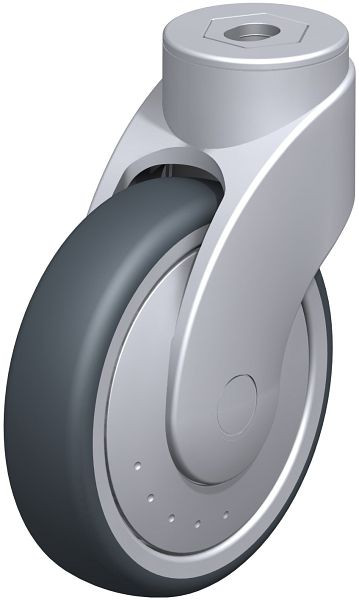 Blickle LWG-TPA 126K-FK Kunststoff-Lenkrolle WAVE mit Rückenloch, Thermoplastisches Gummi-Elastomer, Grau, 743278